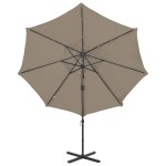vidaXL Umbrelă în consolă cu stâlp și LED-uri, taupe, 300 cm