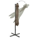 vidaXL Umbrelă în consolă cu stâlp și LED-uri, taupe, 300 cm
