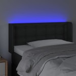 vidaXL Tăblie de pat cu LED, negru, 93x16x78/88 cm, piele ecologică
