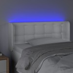vidaXL Tăblie de pat cu LED, alb, 93x16x78/88 cm, piele ecologică