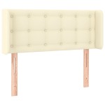 vidaXL Tăblie de pat cu LED, crem, 93x16x78/88 cm, piele ecologică vidaXL Tăblie de pat cu LED, crem, 93x16x78/88 cm, piele ecologică
