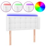 vidaXL Tăblie de pat cu LED, alb, 103x16x78/88 cm, piele ecologică vidaXL Tăblie de pat cu LED, alb, 103x16x78/88 cm, piele ecologică