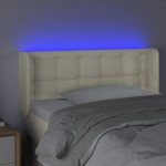vidaXL Tăblie de pat cu LED, crem, 103x16x78/88 cm, piele ecologică