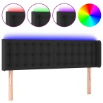 vidaXL Tăblie de pat cu LED, negru, 147x16x78/88 cm, piele ecologică vidaXL Tăblie de pat cu LED, negru, 147x16x78/88 cm, piele ecologică