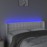 vidaXL Tăblie de pat cu LED, alb, 147x16x78/88 cm, piele ecologică vidaXL Tăblie de pat cu LED, alb, 147x16x78/88 cm, piele ecologică