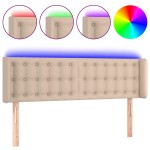 vidaXL Tăblie de pat cu LED cappuccino 147x16x78/88 cm piele ecologică vidaXL Tăblie de pat cu LED cappuccino 147x16x78/88 cm piele ecologică
