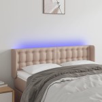 vidaXL Tăblie de pat cu LED cappuccino 147x16x78/88 cm piele ecologică vidaXL Tăblie de pat cu LED cappuccino 147x16x78/88 cm piele ecologică