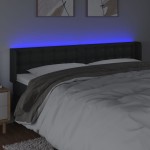 vidaXL Tăblie de pat cu LED, negru, 163x16x78/88 cm, piele ecologică vidaXL Tăblie de pat cu LED, negru, 163x16x78/88 cm, piele ecologică