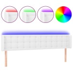 vidaXL Tăblie de pat cu LED, alb, 163x16x78/88 cm, piele ecologică vidaXL Tăblie de pat cu LED, alb, 163x16x78/88 cm, piele ecologică