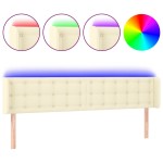 vidaXL Tăblie de pat cu LED, crem, 163x16x78/88 cm, piele ecologică