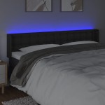 vidaXL Tăblie de pat cu LED, negru, 183x16x78/88 cm, piele ecologică