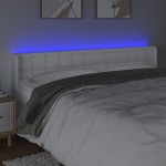 vidaXL Tăblie de pat cu LED, alb, 183x16x78/88 cm, piele ecologică vidaXL Tăblie de pat cu LED, alb, 183x16x78/88 cm, piele ecologică