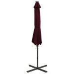 vidaXL Umbrelă în consolă cu stâlp și LED-uri, roșu bordo, 300 cm