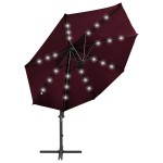 vidaXL Umbrelă în consolă cu stâlp și LED-uri, roșu bordo, 300 cm
