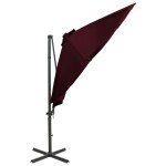 vidaXL Umbrelă în consolă cu stâlp și LED-uri, roșu bordo, 300 cm