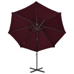 vidaXL Umbrelă în consolă cu stâlp și LED-uri, roșu bordo, 300 cm