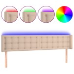 vidaXL Tăblie de pat cu LED cappuccino 183x16x78/88 cm piele ecologică vidaXL Tăblie de pat cu LED cappuccino 183x16x78/88 cm piele ecologică