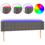 vidaXL Tăblie de pat cu LED, gri, 203x16x78/88 cm, piele ecologică