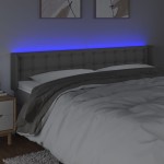vidaXL Tăblie de pat cu LED, gri, 203x16x78/88 cm, piele ecologică