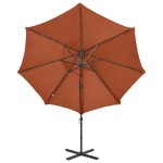 vidaXL Umbrelă în consolă cu stâlp și LED-uri, cărămiziu, 300 cm
