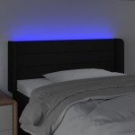 vidaXL Tăblie de pat cu LED, negru, 83x16x78/88 cm, textil
