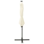 vidaXL Umbrelă în consolă cu stâlp și LED-uri, nisipiu, 300 cm