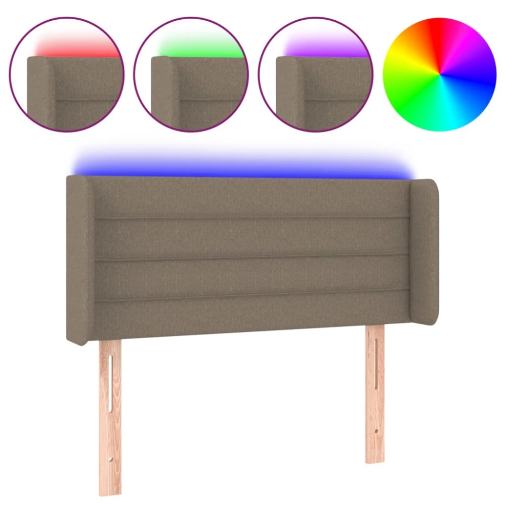 vidaXL Tăblie de pat cu LED, gri taupe, 93x16x78/88 cm, textil