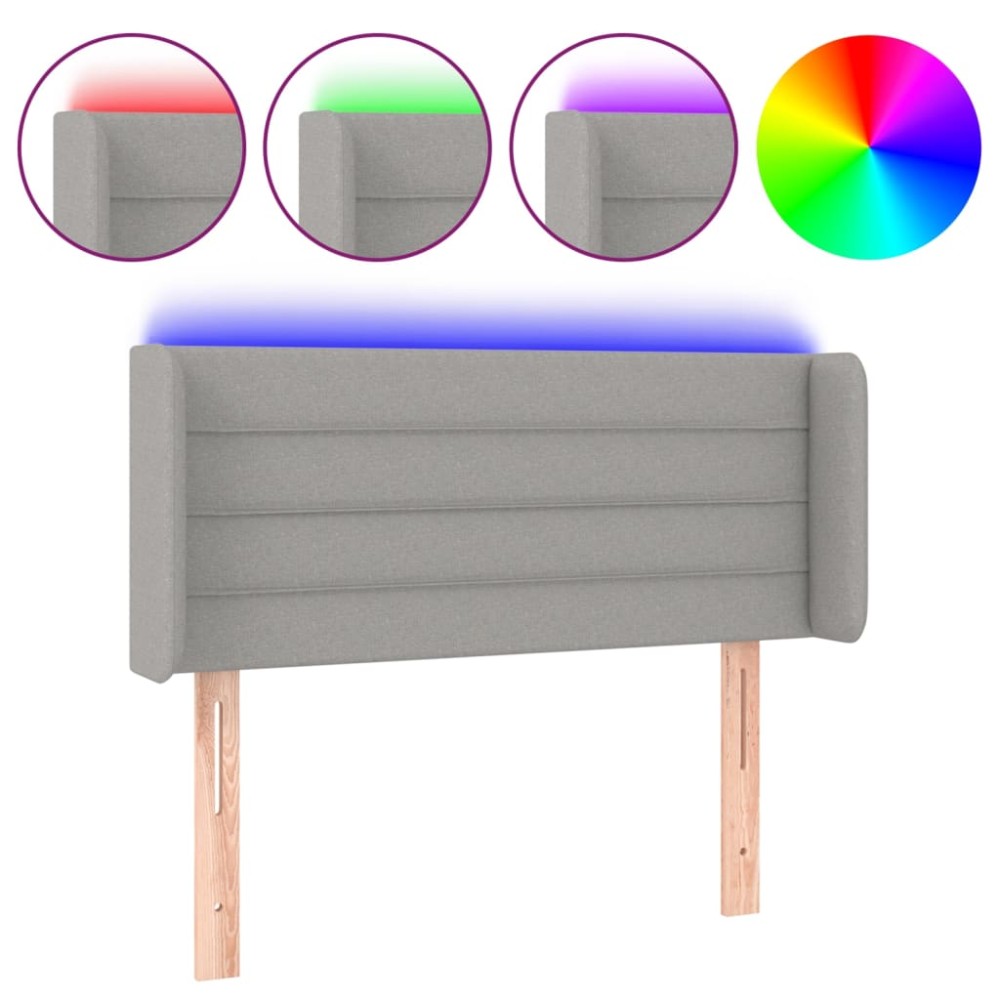 vidaXL Tăblie de pat cu LED, gri deschis, 103x16x78/88 cm, textil