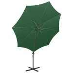 vidaXL Umbrelă în consolă cu stâlp și LED-uri, verde, 300 cm