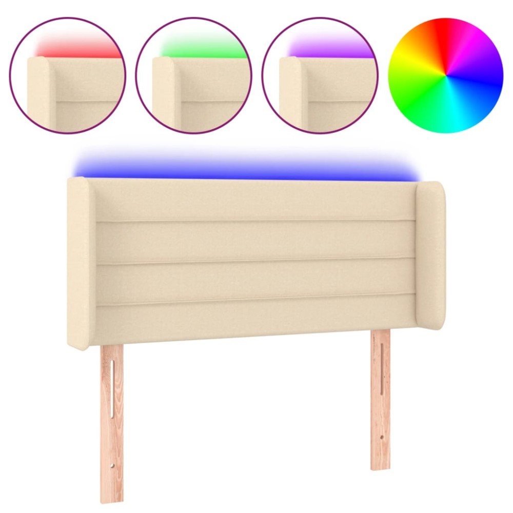 vidaXL Tăblie de pat cu LED, crem, 103x16x78/88 cm, textil