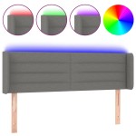 vidaXL Tăblie de pat cu LED, gri închis, 147x16x78/88 cm, textil