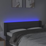 vidaXL Tăblie de pat cu LED, gri închis, 147x16x78/88 cm, textil