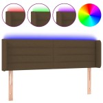 vidaXL Tăblie de pat cu LED, maro închis, 147x16x78/88 cm, textil vidaXL Tăblie de pat cu LED, maro închis, 147x16x78/88 cm, textil