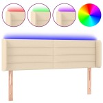 vidaXL Tăblie de pat cu LED, crem, 147x16x78/88 cm, textil vidaXL Tăblie de pat cu LED, crem, 147x16x78/88 cm, textil