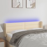 vidaXL Tăblie de pat cu LED, crem, 147x16x78/88 cm, textil vidaXL Tăblie de pat cu LED, crem, 147x16x78/88 cm, textil