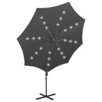 vidaXL Umbrelă în consolă cu stâlp și LED-uri, antracit, 300 cm