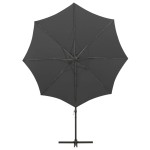 vidaXL Umbrelă în consolă cu stâlp și LED-uri, antracit, 300 cm