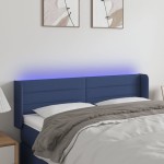 vidaXL Tăblie de pat cu LED, albastru, 147x16x78/88 cm, textil vidaXL Tăblie de pat cu LED, albastru, 147x16x78/88 cm, textil