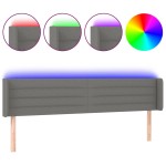 vidaXL Tăblie de pat cu LED, gri închis, 163x16x78/88 cm, textil vidaXL Tăblie de pat cu LED, gri închis, 163x16x78/88 cm, textil