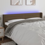 vidaXL Tăblie de pat cu LED, maro închis, 163x16x78/88 cm, textil vidaXL Tăblie de pat cu LED, maro închis, 163x16x78/88 cm, textil