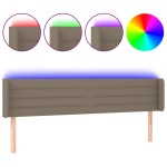vidaXL Tăblie de pat cu LED, gri taupe, 163x16x78/88 cm, textil vidaXL Tăblie de pat cu LED, gri taupe, 163x16x78/88 cm, textil