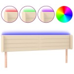 vidaXL Tăblie de pat cu LED, crem, 163x16x78/88 cm, textil vidaXL Tăblie de pat cu LED, crem, 163x16x78/88 cm, textil