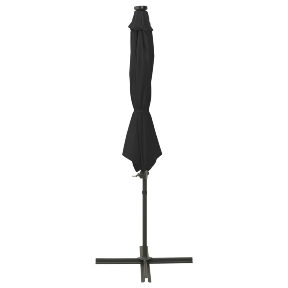 vidaXL Umbrelă în consolă cu stâlp și LED-uri, negru, 300 cm