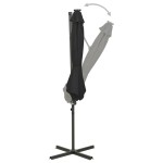 vidaXL Umbrelă în consolă cu stâlp și LED-uri, negru, 300 cm