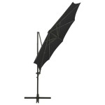 vidaXL Umbrelă în consolă cu stâlp și LED-uri, negru, 300 cm