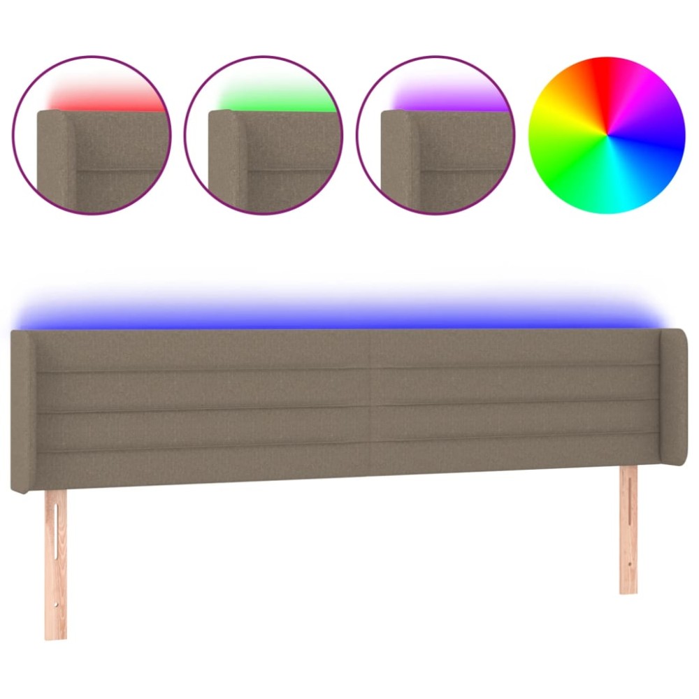 vidaXL Tăblie de pat cu LED, gri taupe, 203x16x78/88 cm, textil
