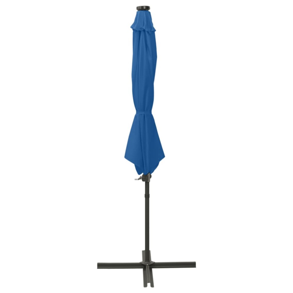 vidaXL Umbrelă în consolă cu stâlp și LED-uri, albastru azur, 300 cm
