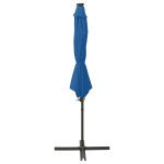 vidaXL Umbrelă în consolă cu stâlp și LED-uri, albastru azur, 300 cm