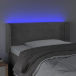 vidaXL Tăblie de pat cu LED, gri deschis, 103x16x78/88 cm, catifea