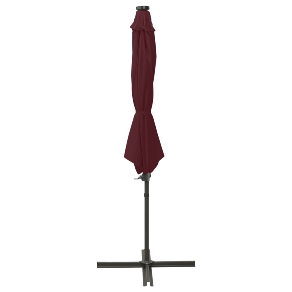 vidaXL Umbrelă în consolă cu stâlp și LED-uri, roșu bordo, 300 cm